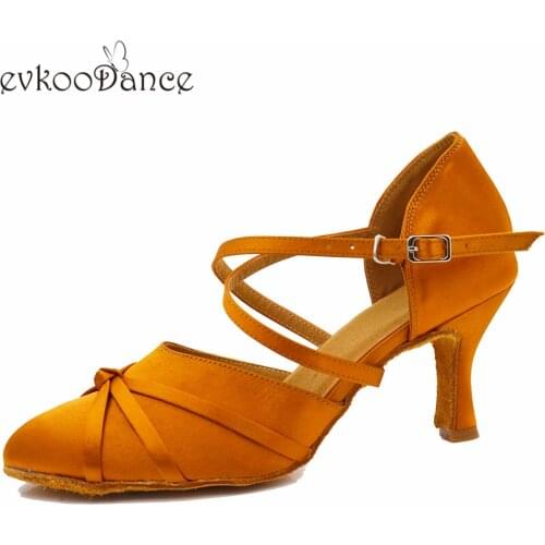 Evkoodance Professional Zapatos De Bail dancing shoes Size US 4-12 dark tan color Heel Height 7cm Shoes For Women Evkoo-592