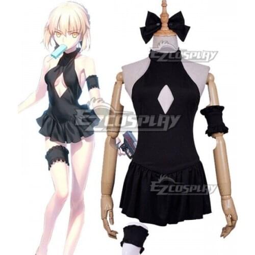 Fate Grand Order Artoria Pendragon Saber Alter Swimsuit Girls Black Party Summer Swimming Suit Bathing Cosplay Costume E001