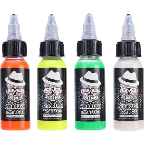 OPHIR Fluorescent Inks for Airbrush Temporary Tattoo 30ML/Bottle 4 Colors Body Painting Pigment for Choose TA103(1-4)