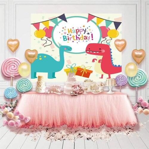 Photography Backdrops Cartoon Dinosaur Banner Happy Birthday Party Background Photo Studio Photocall Photozone Decorations