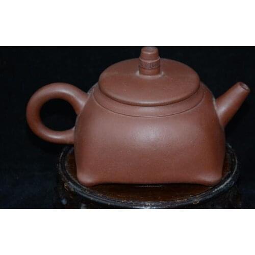 Old Qing Dynasty ZiSha Pottery Tea Pot,Square pot, with Mark,best collection& adornment, Free shipping