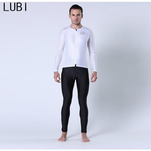 LUBI 5 Colors Pro Men Cycling Jersey Set Long Sleeve Bicycle Clothing Bib Pants kit Bike Suit Clothes Sponge Pad for Long Ride