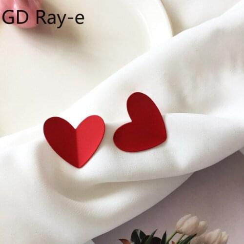Valentines Gift Instargram Sweet Chic Lovely Red Heart Stud Earrings