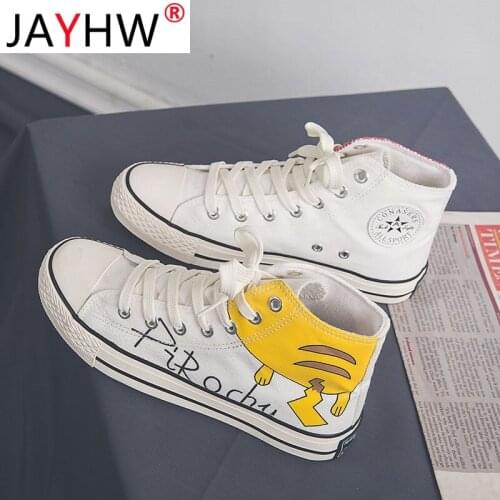 JAYHW Fashion WomenS Sneakers High-Top Canvas Breathable Casual Cartoon Anime Girl Cloth Shoes Woman Vulcanize Mesh Trainers