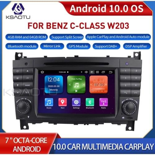 KSAOTU 7069 7" 8-Core Android 10.0 Car Stereo Carplay DSP DAB+ GPS WiFi USB DVB-T 4G TPMS Canbus OBD2 For BENZ C-CLASS W203