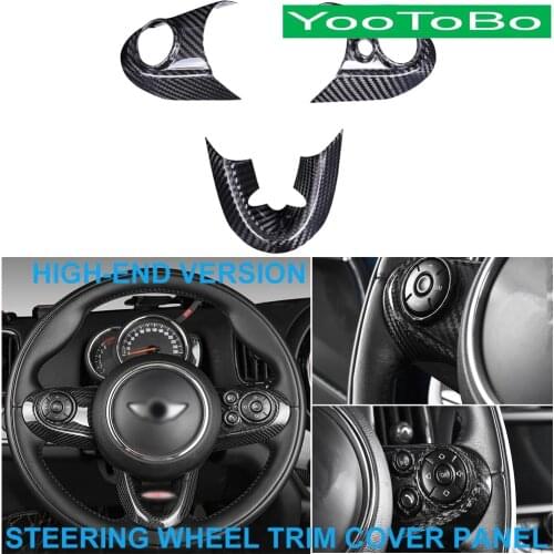 LHD RHD Car Real Carbon Fiber Steering Wheel Trim Cover Panel Decorative Sticker For BMW Mini Cooper F54 F55 F56 F57 F60 2015-Up