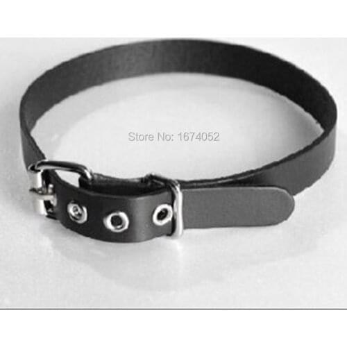 Fashion Punk Gothic 100% Handmade Plain Basic Buckle Choker Leather Collar BDSM Fetish Harajuku Necklace