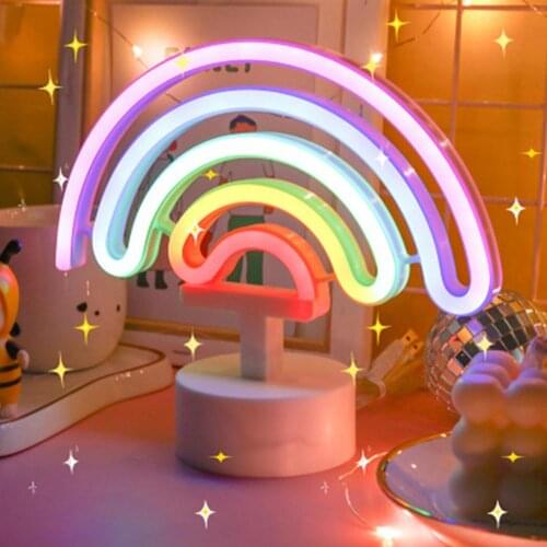 Neon Light Sign Rainbow Bedroom Wall Lamp LED USB Battery Operated Marquee Signs Lighting