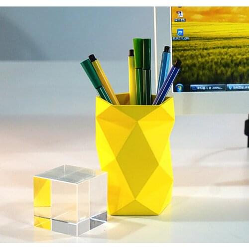 2021 New Large Capacity Desk Silicone Pencil Holder Creative Design Geometric Pen Cups For School Office Stationery Supplies