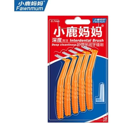 FAWN MUM Interdental Brush Toothbrush Interdental Brushes Orthodontics Dental Brush Toothpicks 0.7mm 0.8mm 1.0mm 1.1mm L-shaped