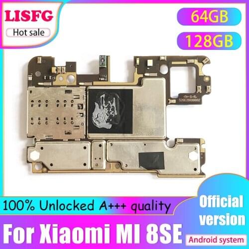 64G 128G Original Unlock Mainboard For Xiaomi Mi8 SE Mi 8 SE MI 8SE Motherboard Circuits Logic Main Board Full Chips Flex Cable