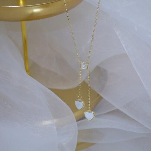 14K Gold Plated Necklace Micro Zircon Small Heart Pendant Exquisite Clavicle Necklace For Women Temperament Jewelry