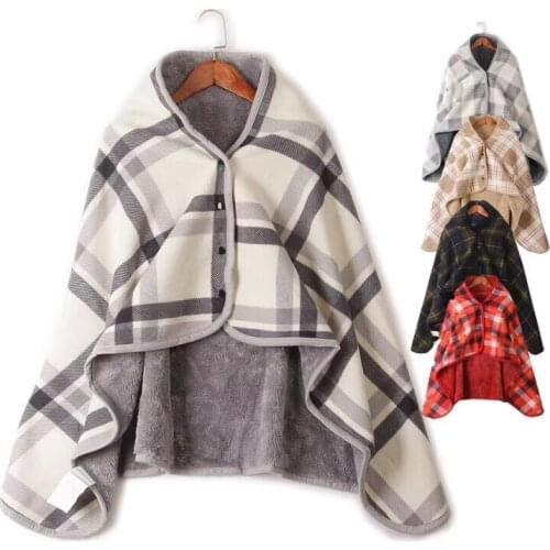 Lanke Multifunction Doublelayer Tartan Plaid Winter Warm Blanket,Womens Blanket Scarf,Coral Fleece Warm Nap Blanket Shawl