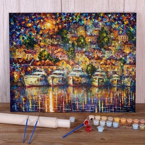 Roaring Harbor Paint By Numbers Package Acrylic Paints 50*70 Oil Painting Decorative Paintings For Children Handicraft