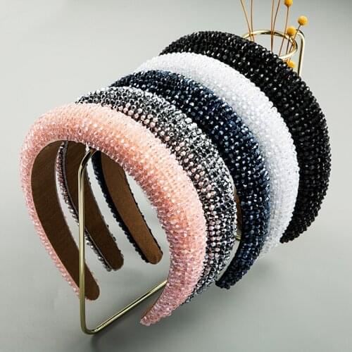 Baroque Crystal Luxury Beaded Headbands For Women Sponge Hairbands Hair Hoop Rhinestone Fashion Style Hair Accessories