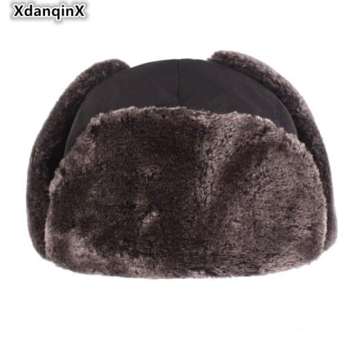 XdanqinX Mens Earmuffs Caps Warm Bomber Hats Thicker Plus Velvet Women Winter Hat Windproof Thermal Ski Cap Couple Hat Dad Hat