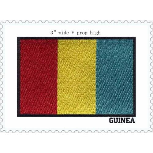 High quality 3 "wide 100% embroidery flag patch of GUINEA tennis accessories iron on applique