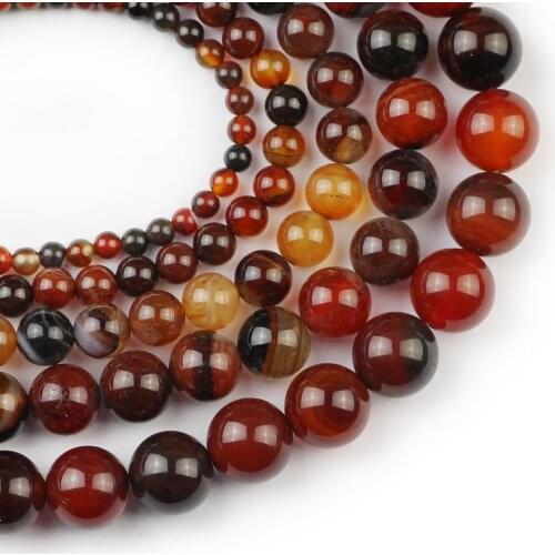 YHBZRET Natural Smooth Stone Dream carnelian 4/6/8/10/12MM Round Loose Spacer Beads For Jewelry Making bracelet diy wholesale