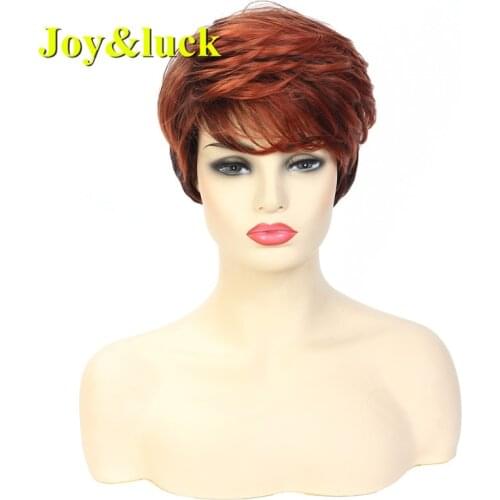 Joy&luck Short Wig Ombre Orange Color Hair Wig Synthetic Wig for Women Natrual Straight Daily Wig Full Wigs with Bangs