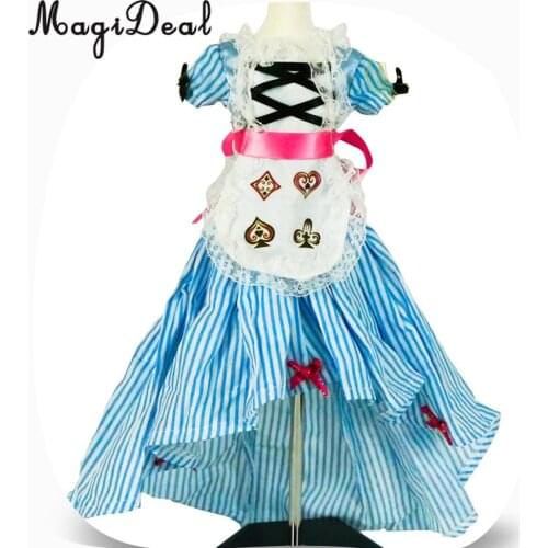 1/4 BJD Dress Blue Stripes Lolita Dress Pettiskirt Maid Trailing Dress For Night Lolita Doll Accessory