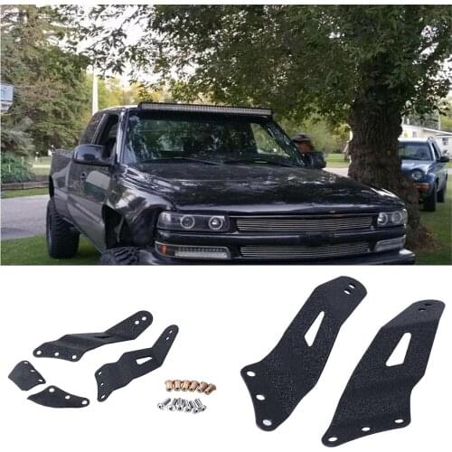 1 pair 52" Curved Upper Windshield LED Light Bar Working Light Mounts Bracket for Chevrolet Silverado/Suburban/GMC Sierra/Yukon
