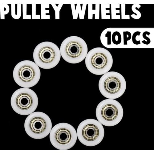 10pcs 5*23*7mm Nylon Plastic Carbon Steel Bearings Pulley Wheels Embedded Groove Ball Bearings Hot Sale