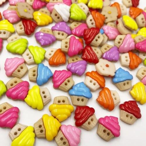 15MM 100pcs Mix Color Ice-cream Flatback Plastic Buttons DIY Scrapbooking Childrens Garment Sewing Accessories PH192