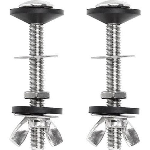 2 Pack Toilet Tank to Bowl Bolt Kits Cistern Bolts Kit,Stainless Steel Toilet Pan Fixing Fitting with Double Gaskets