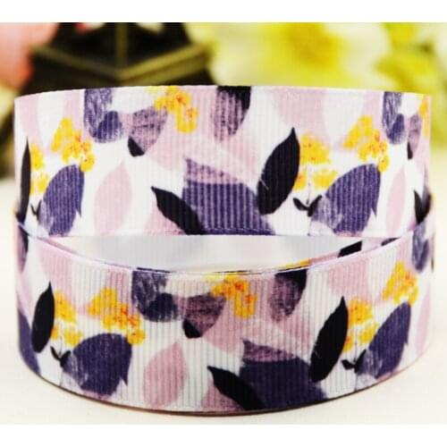 22mm 25mm 38mm 75mm Leaf Cartoon printed Grosgrain Ribbon party decoration 10 Yards X-03339