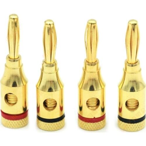 4pcs Gold Plated Jack Speaker Banana Plugs Open Screw Type Connector for Speaker Wire Home Theater Wall Plates