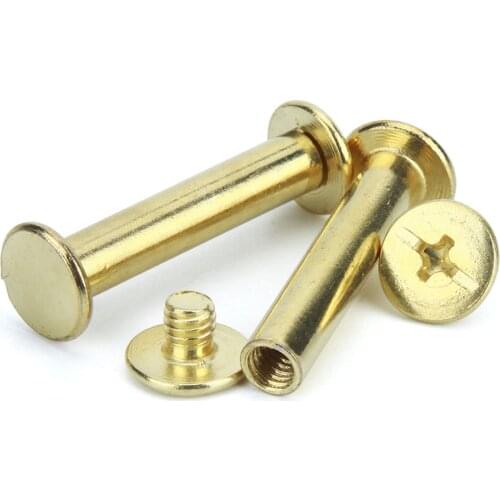 5/10/20Pcs M5 Brass Plating Mother Rivet Photo Album Binding Screw Book Binding Screw Length 6-100mm