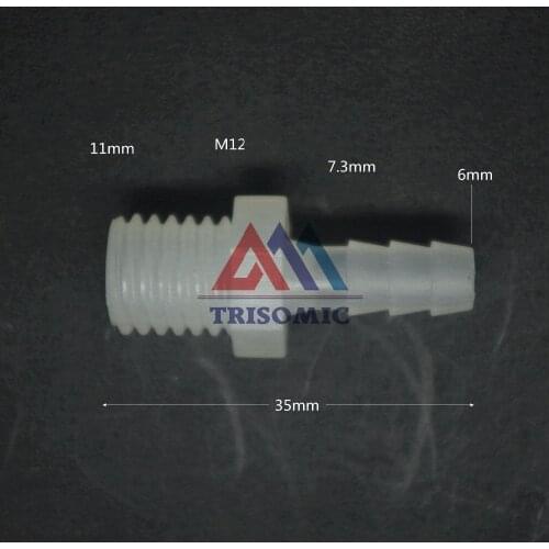 6mm-M12 Straight Connector Plastic pipe Fitting Barbed Connector with thread Material PP Fish Tank Airline Aquarium