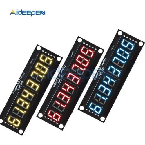 74HC595 Module 8-Digit LED 0.36" Display Tube (Decimal) 7-Segments 74HC595 Digital LED Tube Module Red Blue Yellow Green White