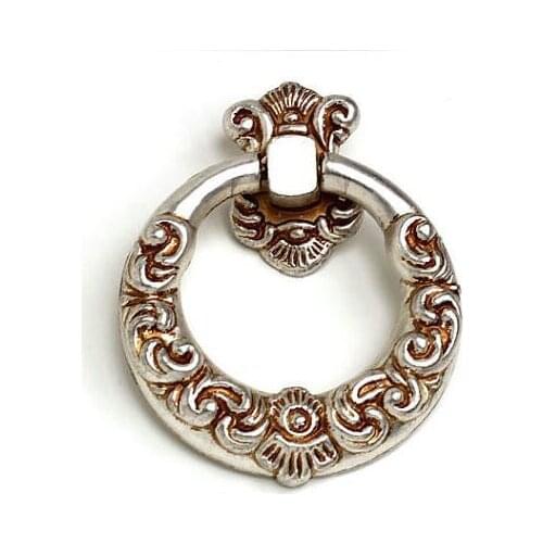 Antique Distress Silver Dresser Knob Pull Drawer Pull Knob Shaky Drop Ring Vintage Silver Kitchen Cabinet Handle Pull Knob