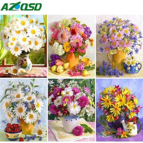AZQSD 5D Diamond Embroidery Daisy Mosaic Handicraft Diamond Art Painting Flower Cross Stitch Kits Rhinestones Home Decoration