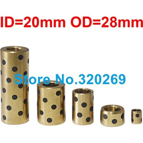 1PC JDB Oilless Impregnated Graphite Brass Copper Lubricant Embedded Bronze Bearing Bush ID 20 Mm 20x28x10 20x28x20 20x28x30