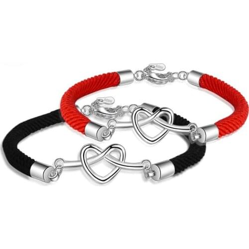 MIQIAO Love Heart Weaven Chains Arm Wrist Band Bracelet for Women Men Boys Couple Lover Friends Gift Fashion Jewellery Kpop Boho
