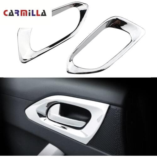 Carmilla ABS Chrome Inner Front Rear Door Circle Trim Sticker for Peugeot 2008 2014 - 2019 Accessories Stickers