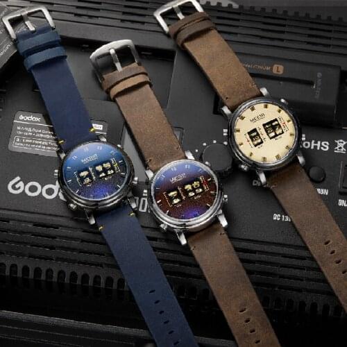 MEGIR Brand Men Watch Rotating Numbers Wheel Leather Strap Top Luxury Sports Quartz Mens Watches Relogio Masculino WristWatches