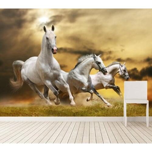 Tree horses running in the grassland photo mural wallpaper,living room sofa TV wall bedroom 3d wallpaper papel de paredeaper