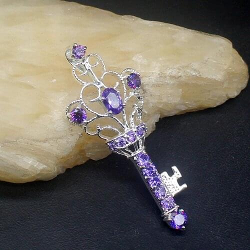 Gemstonefactory Jewelry Big Promotion 925 Silver Purple Amethyst Excellent Women Ladies Mom Gifts Necklace Pendant 20213803