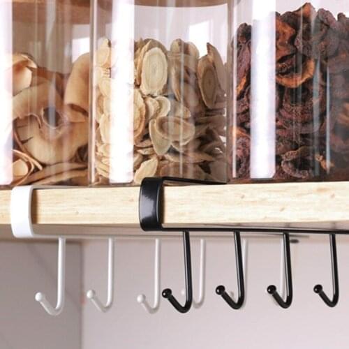 HOT Kitchen Hanging Hook Rack Non-Marking Nail-Free Iron Storage Rack For Kitchen Cabinet Accessories