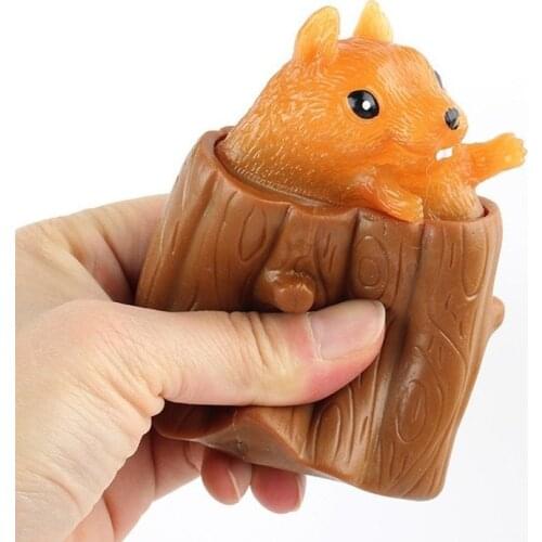 Hot Sale Evil Squirrel Squeeze Squirrel Stump Pen Holder Decompression Toy Squirrel Cup In Stock Home Decoration Accessories
