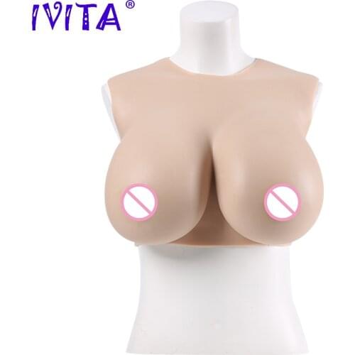 Send from US & China IVITA Artificial Realistic Silicone Huge Fake Breast Forms Boobs for Crossdressers Drag Queen Shemale