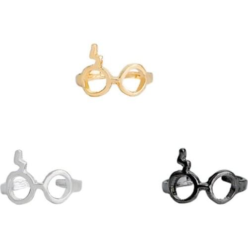 New Fashion Personality HP Lightning Scar Glasses Ring Gold Silver Black Plated Factory Price 20pcs/lot