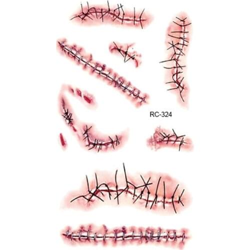Creative Halloween Horror Wound Realistic Bloodstained Scar Pattern Waterproof Tattoo Stickers festival decorations