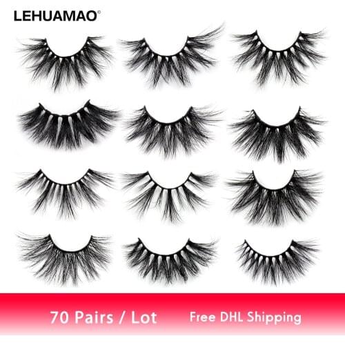 LEHUAMAO 25mm Eyelashes 3D Mink False Eyelashes Fluffy Long Crisscross Lashes Volume Cruelty Free Makeup False Eyelash 70 Pairs