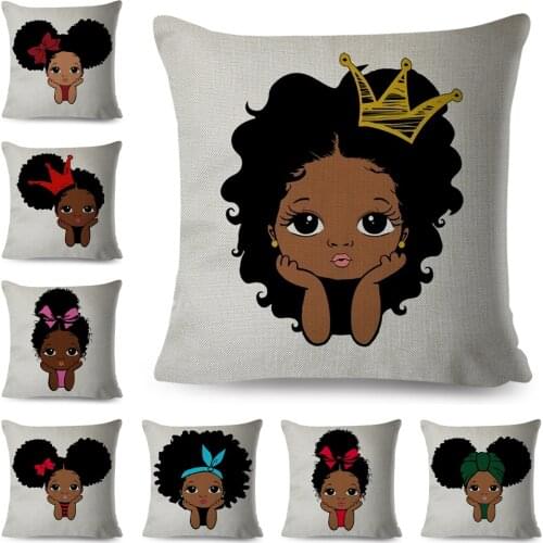 Cute Africa Baby Cushion Cover for Sofa Home Children Room Decor Cartoon Girl Pillow Case Polyester Pillowcase 45x45cm