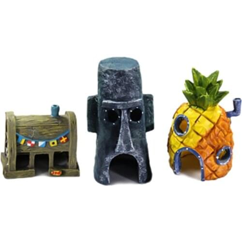Cartoon House Family Mini Aquarium Decoration Octopus House Pineapple Living Room Decoration Desktop Creative Decoration