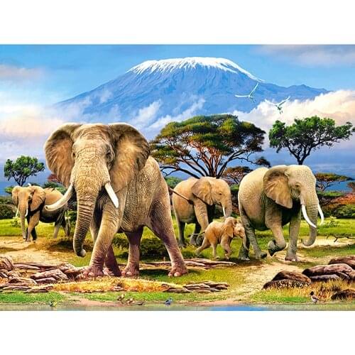 Cross Stitch Kit DIY Diamond Embroidery Africa elephant Full Square/round Diamond Painting Mosaic Home Decor